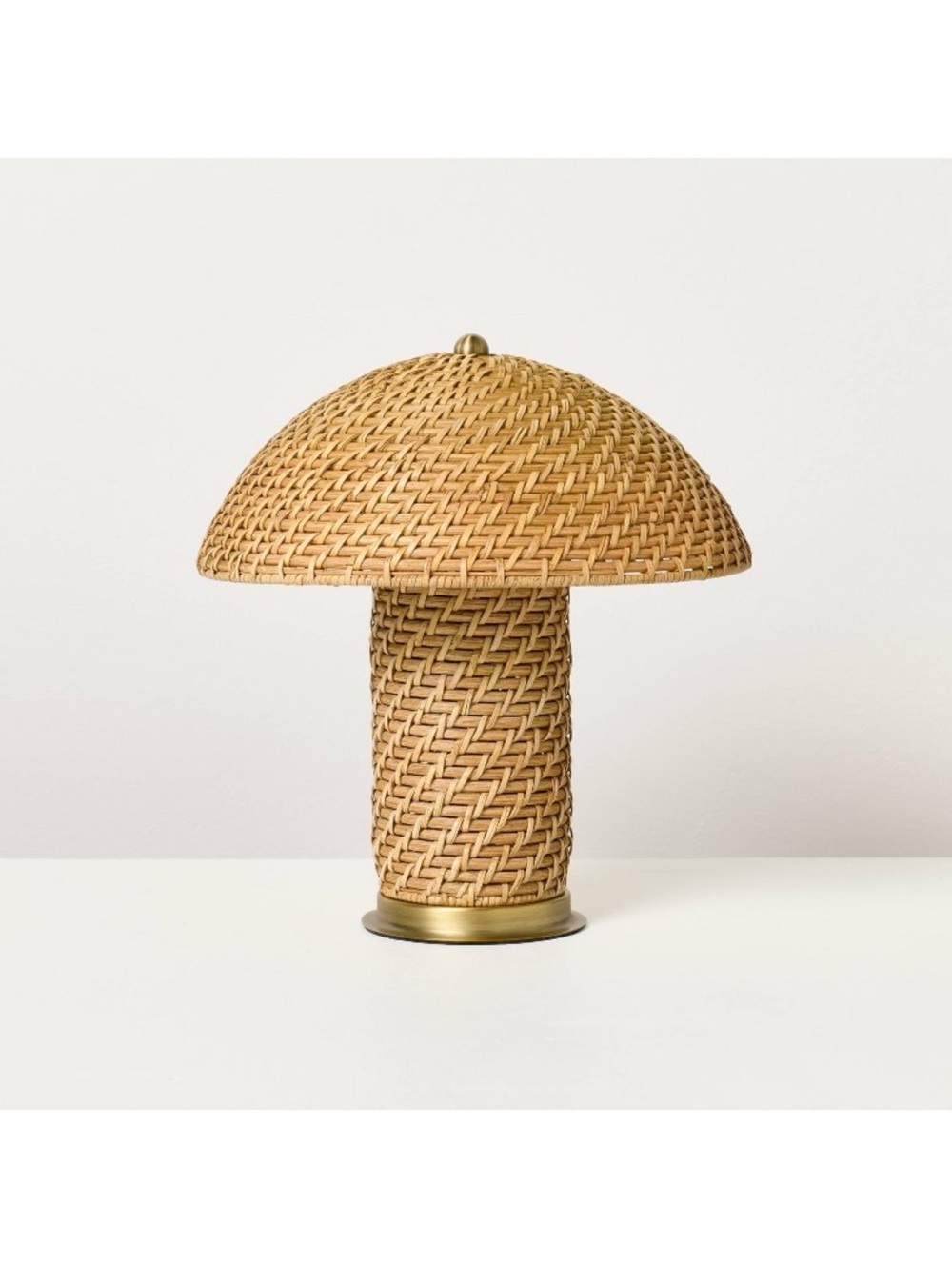 Hearth & Hand Woven Rattan Mushroom Lamp - Brass/Brown. New In Box
